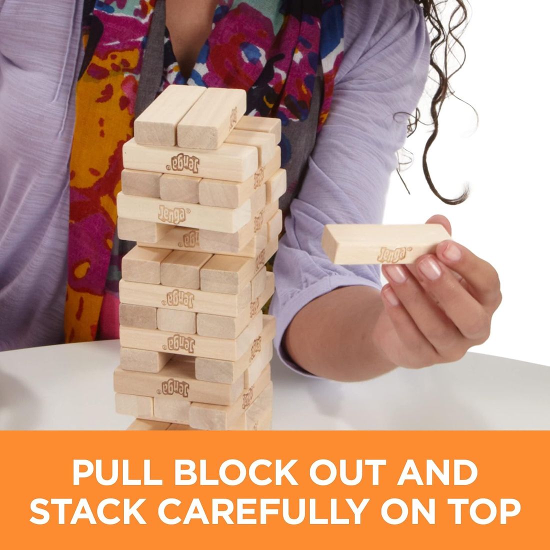 Jenga Classic Wooden Block Stacking Game, view 3