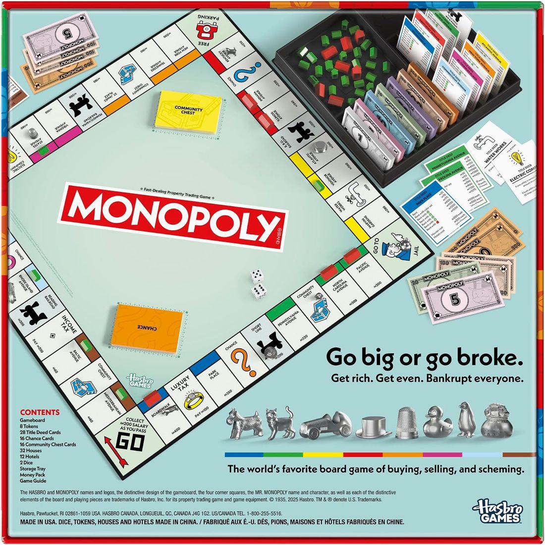 Monopoly Classic Board Game with Storage Tray, view 2