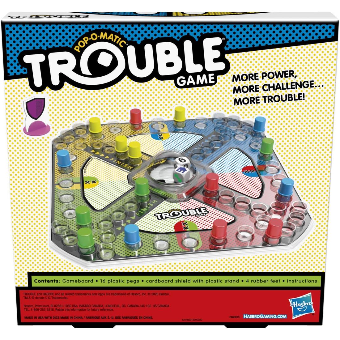 Trouble Board Game with Power Die and Shield, view 3